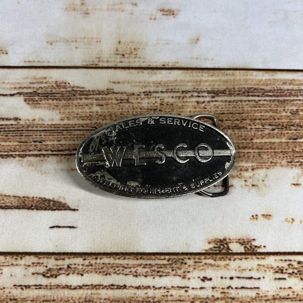 Wesco Sales & Service Vintage Metal Oval Belt Buckle USA Made